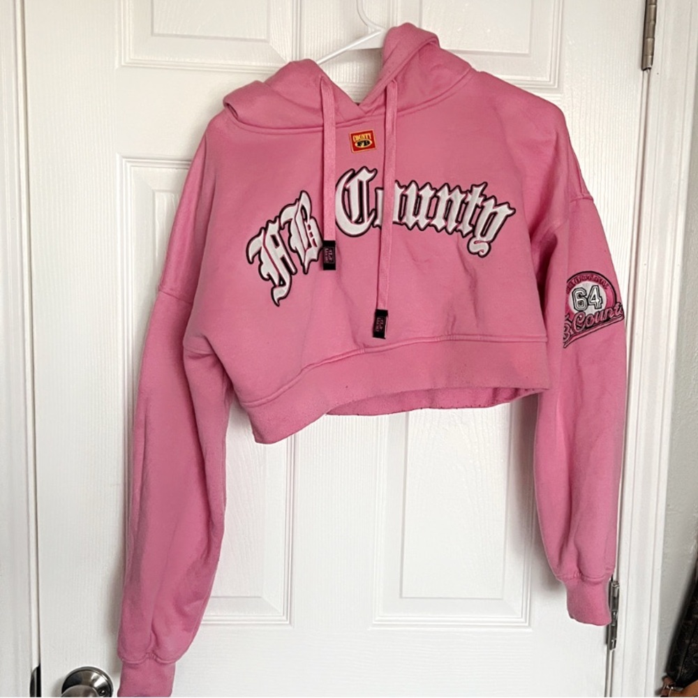 Pink Cropped Hoodie